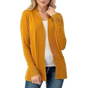 TIME AND TRU Women’s Open Front Cardigan Mustard Yellow Size Small